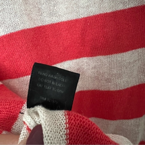 Jealous Tomato Cardigan Sweater Open Front Distressed Striped Coral Cream Sz S - Picture 5 of 5